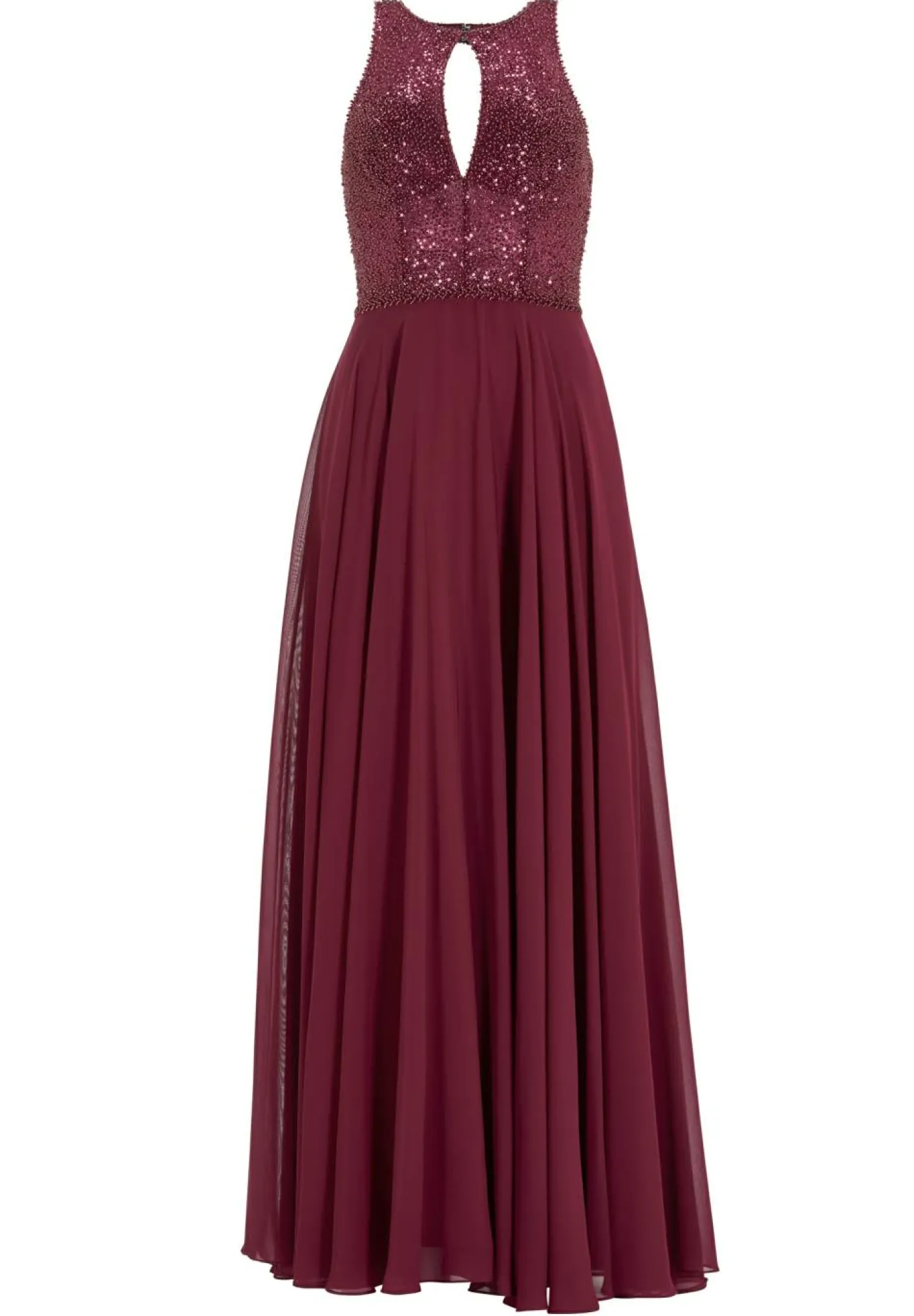 Abendkleid mit Stickerei und Cut-Out
