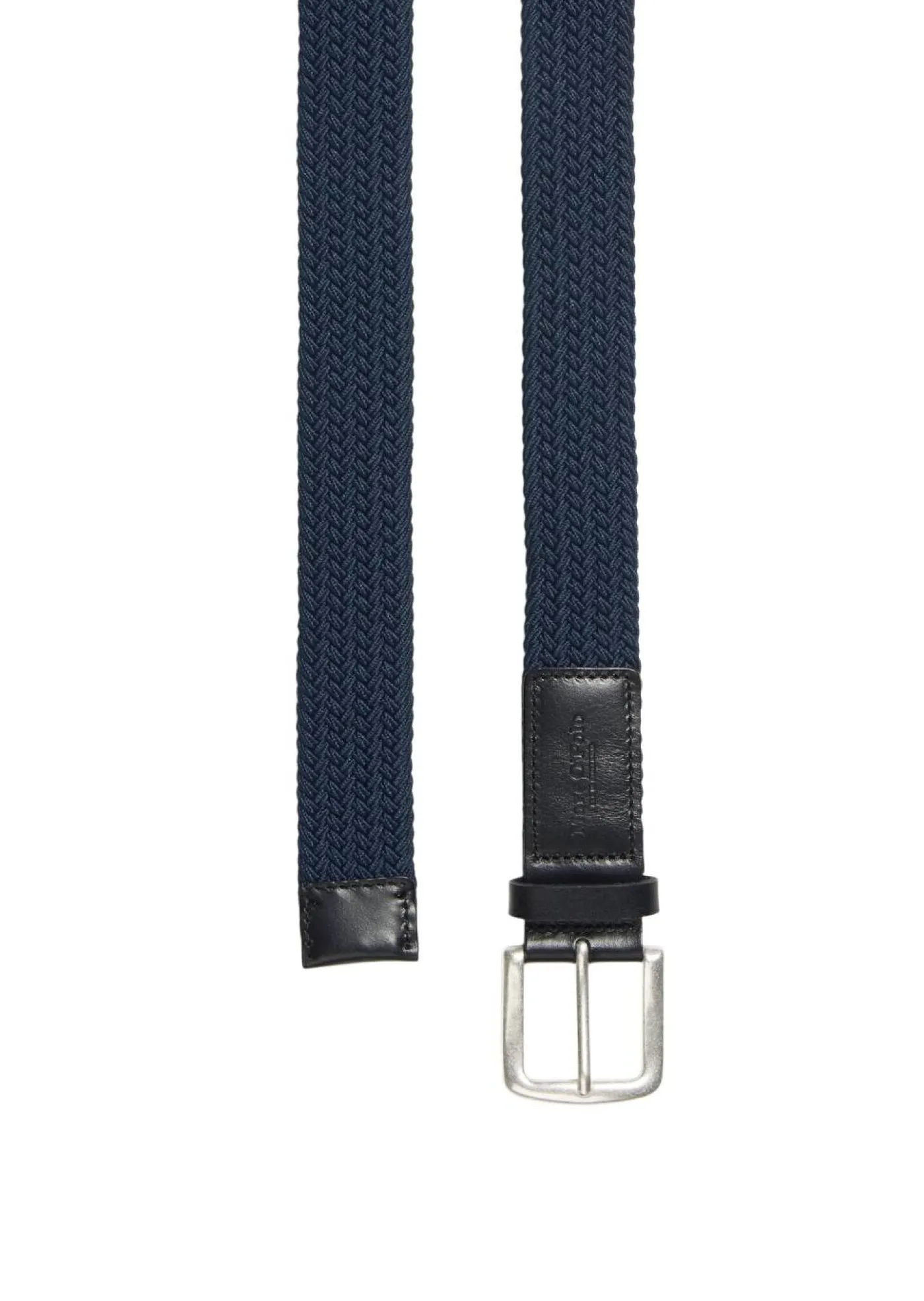 Belt, braided stretch, with leather details, width 3,5 cm