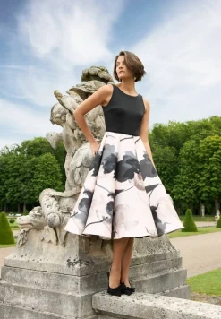 Cocktail Kleid aus bedrucktem Twill