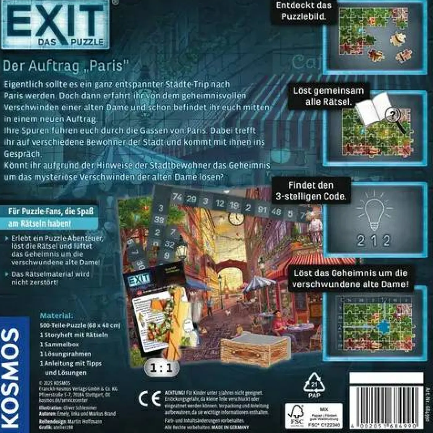 Escape Room-Puzzle "EXIT - Der Auftrag Paris", 500 Teile