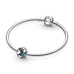 Globe sterling silver clip with transpar