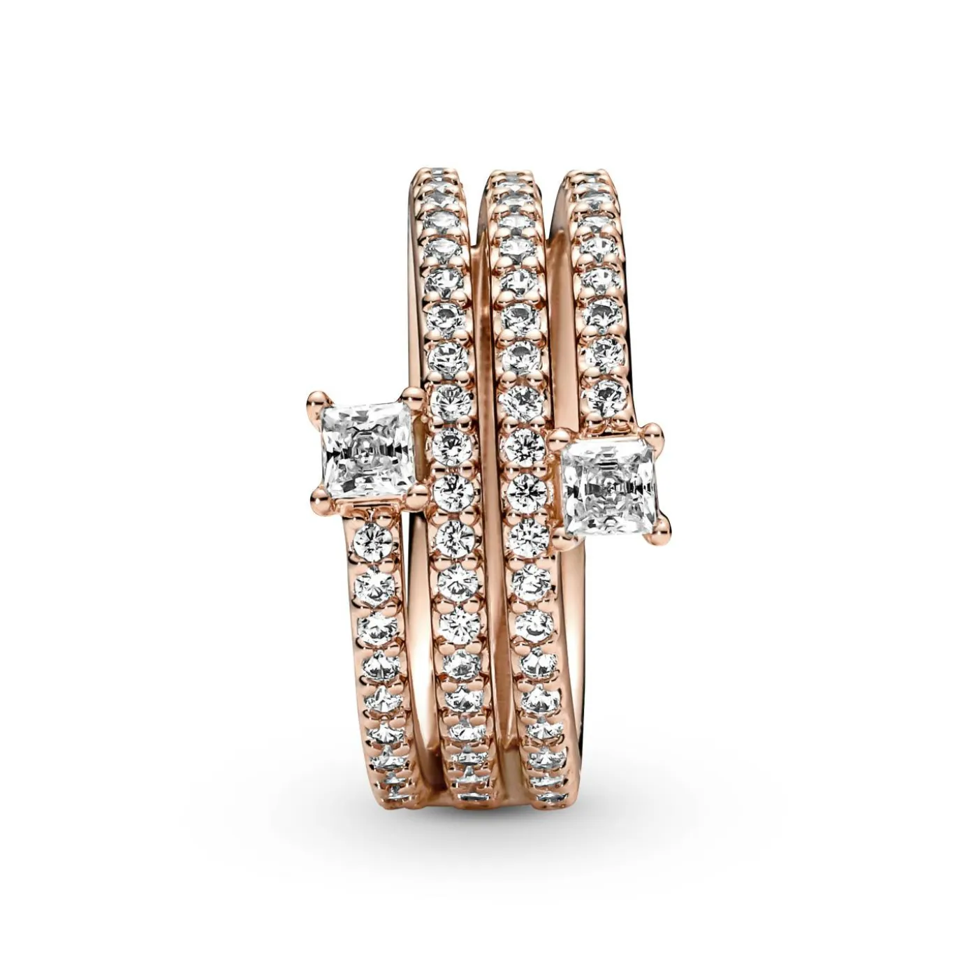 14k Rose gold-plated ring with clear cub