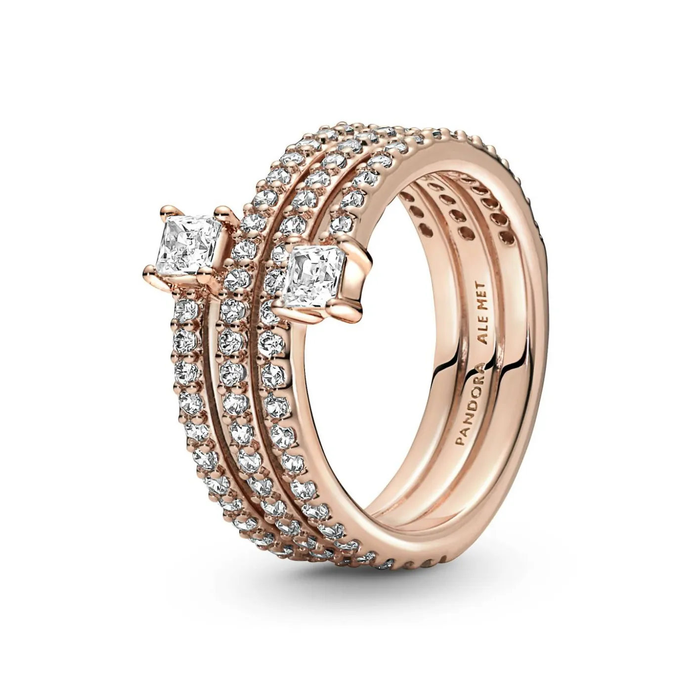 14k Rose gold-plated ring with clear cub