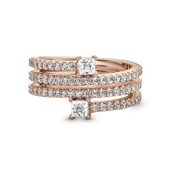 14k Rose gold-plated ring with clear cub