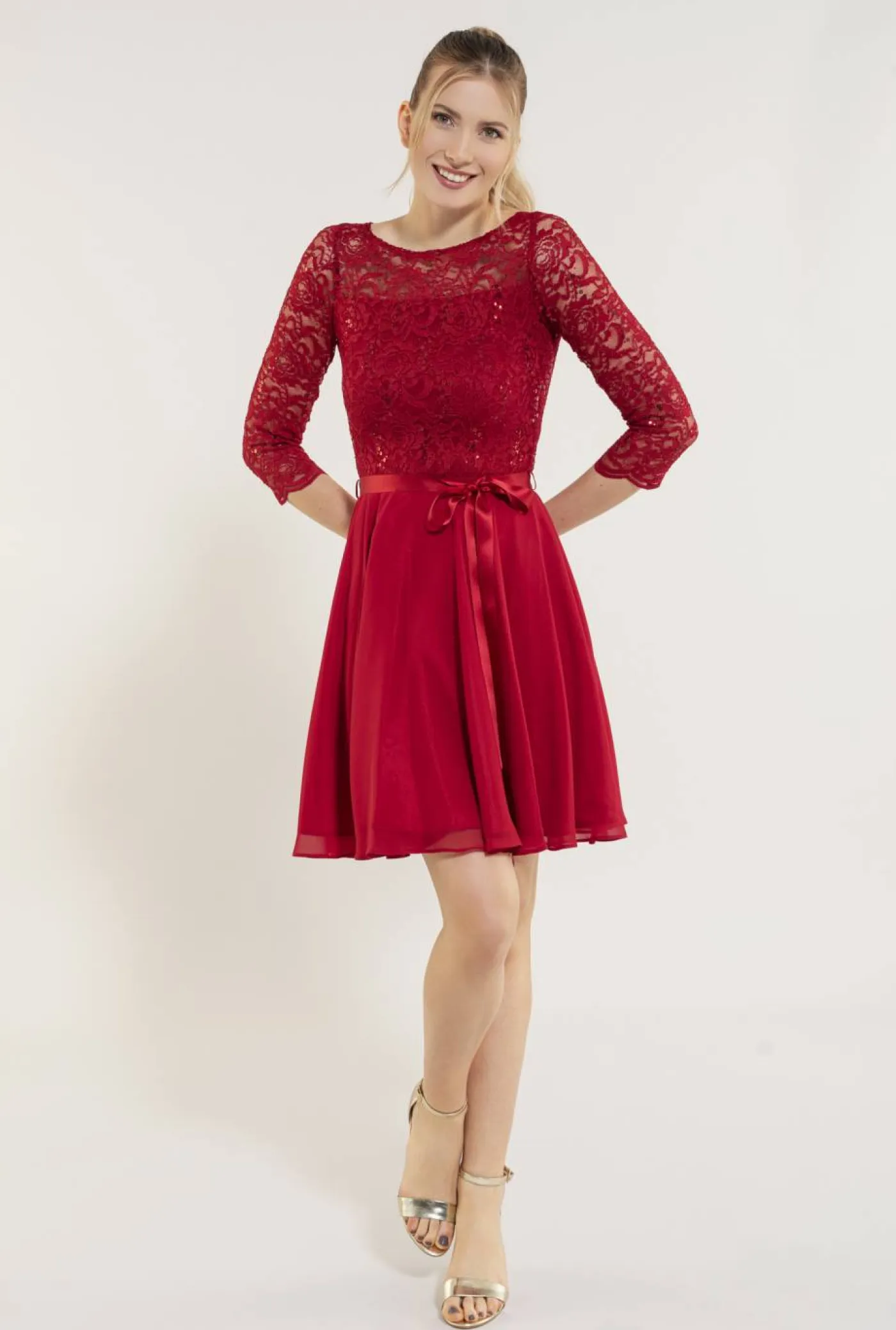 Kleid - Spitze mit Paillette/Chiffo