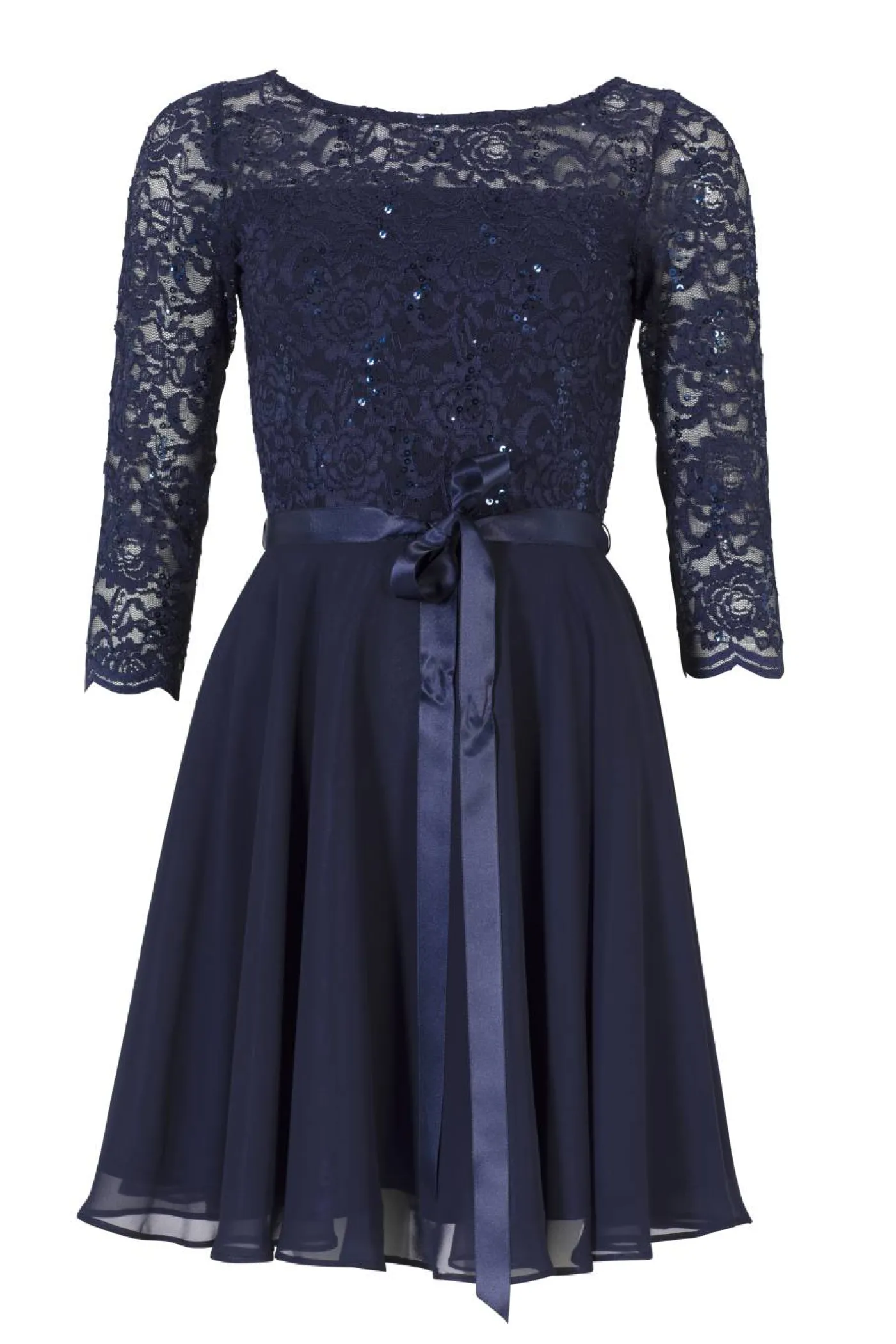 Kleid - Spitze mit Paillette/Chiffo
