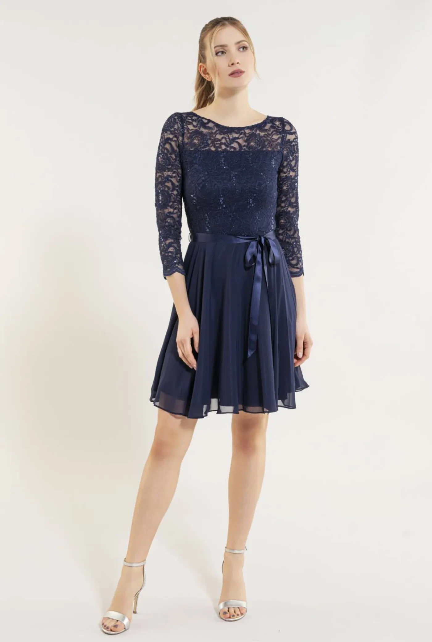 Kleid - Spitze mit Paillette/Chiffo