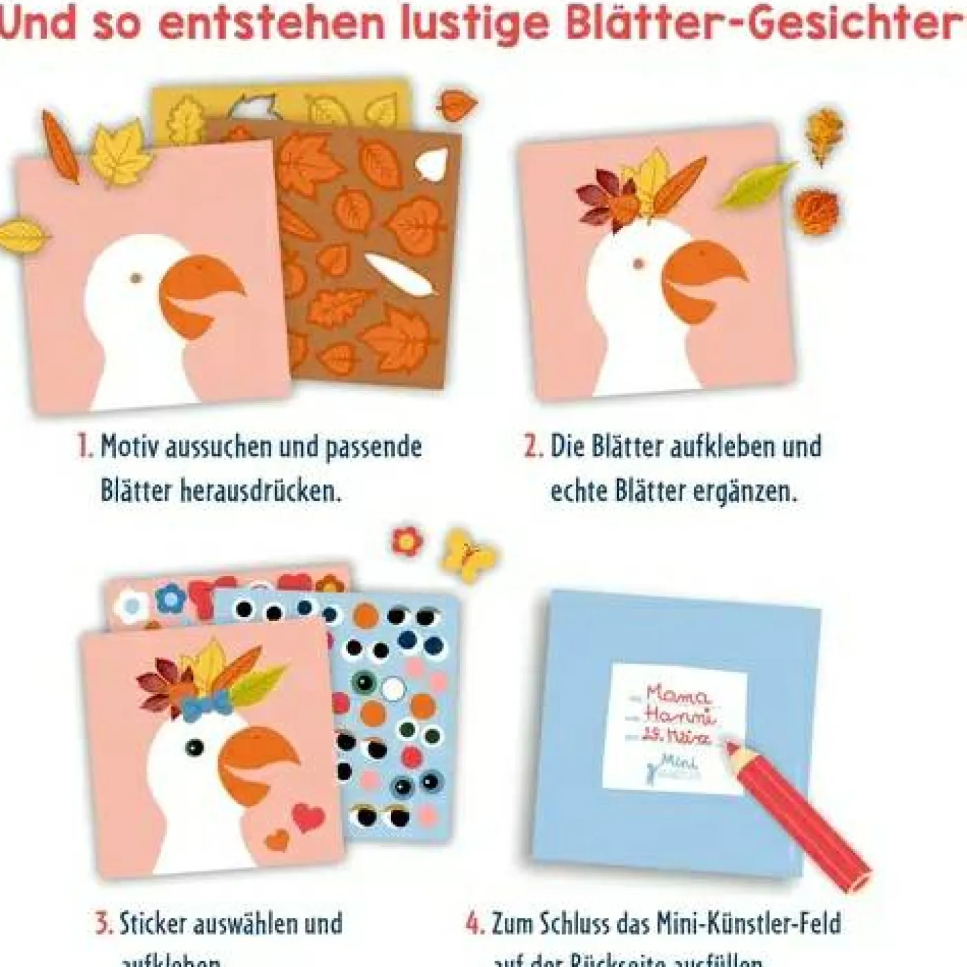 Mein erstes Bastelset: Blätter-Gesichter