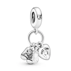 Nuckelflasche und Babyschuhe Charm-Anhänger