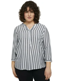 Plus - Gestreifte Henleybluse mit LENZING(TM) ECOVERO(TM)