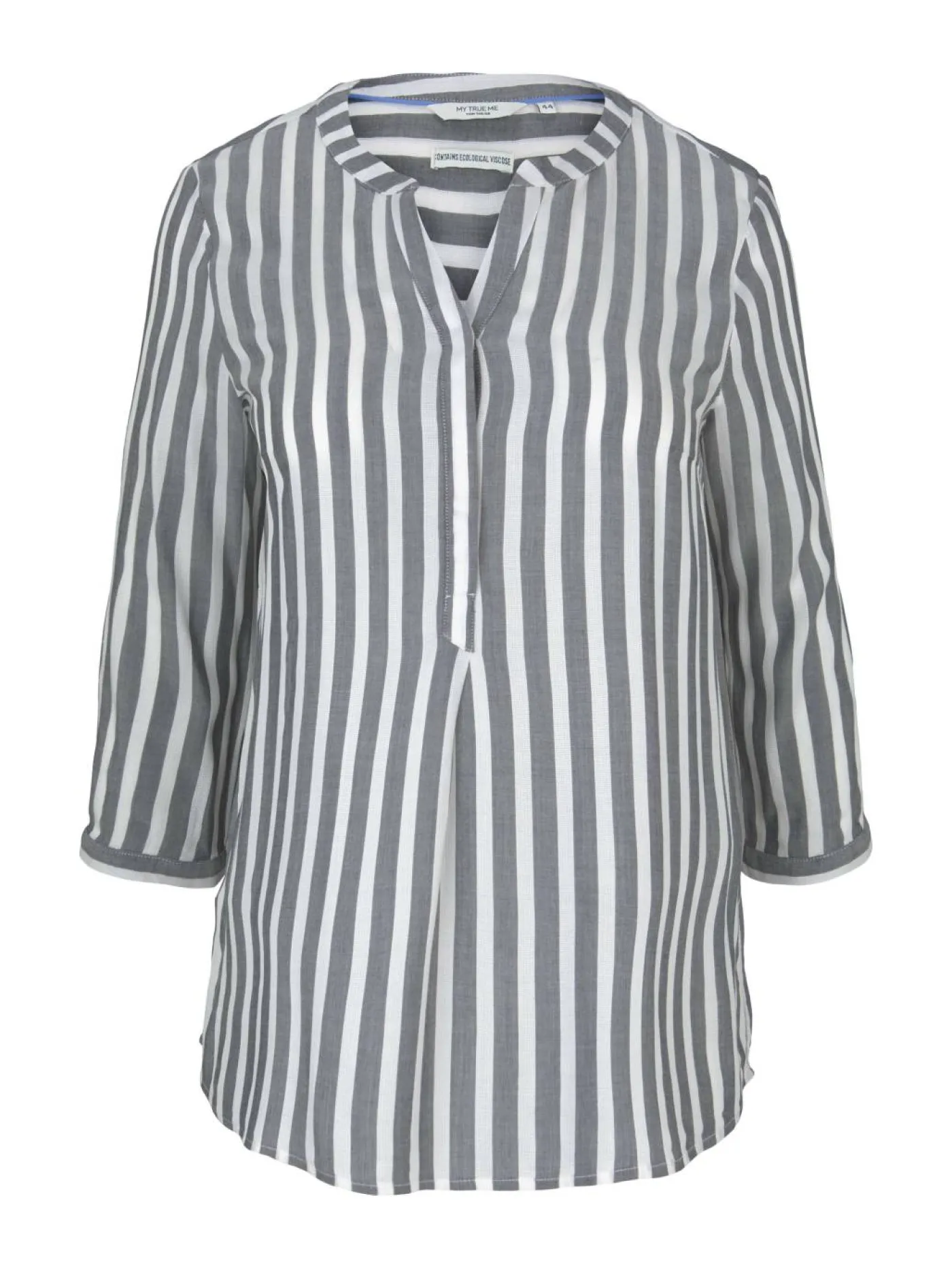 Plus - Gestreifte Henleybluse mit LENZING(TM) ECOVERO(TM)