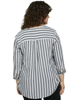 Plus - Gestreifte Henleybluse mit LENZING(TM) ECOVERO(TM)