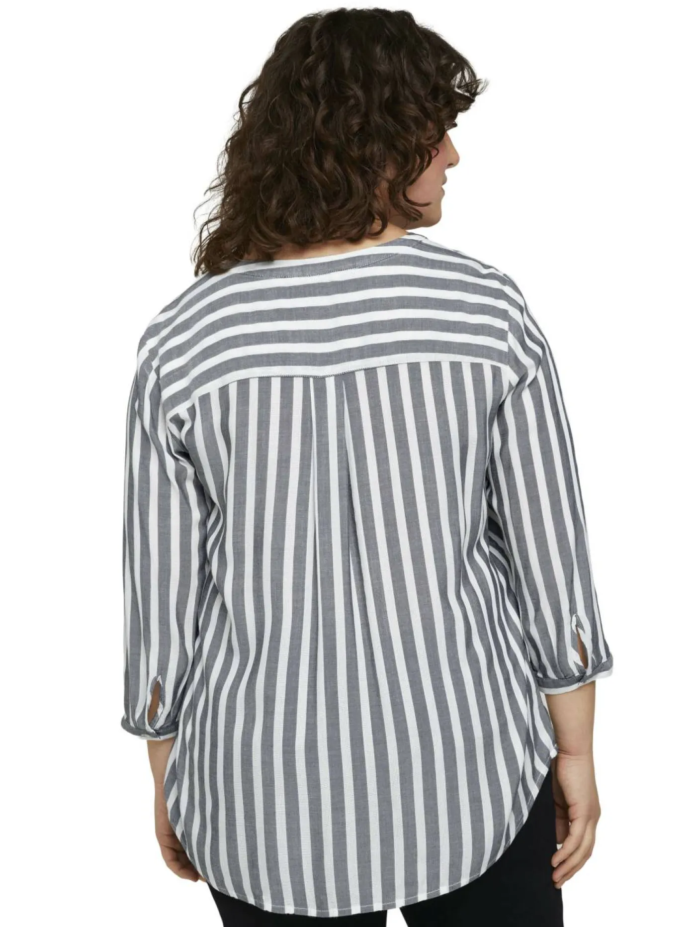 Plus - Gestreifte Henleybluse mit LENZING(TM) ECOVERO(TM)