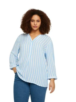Plus - Gestreifte Henleybluse mit LENZING(TM) ECOVERO(TM)
