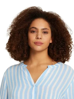 Plus - Gestreifte Henleybluse mit LENZING(TM) ECOVERO(TM)