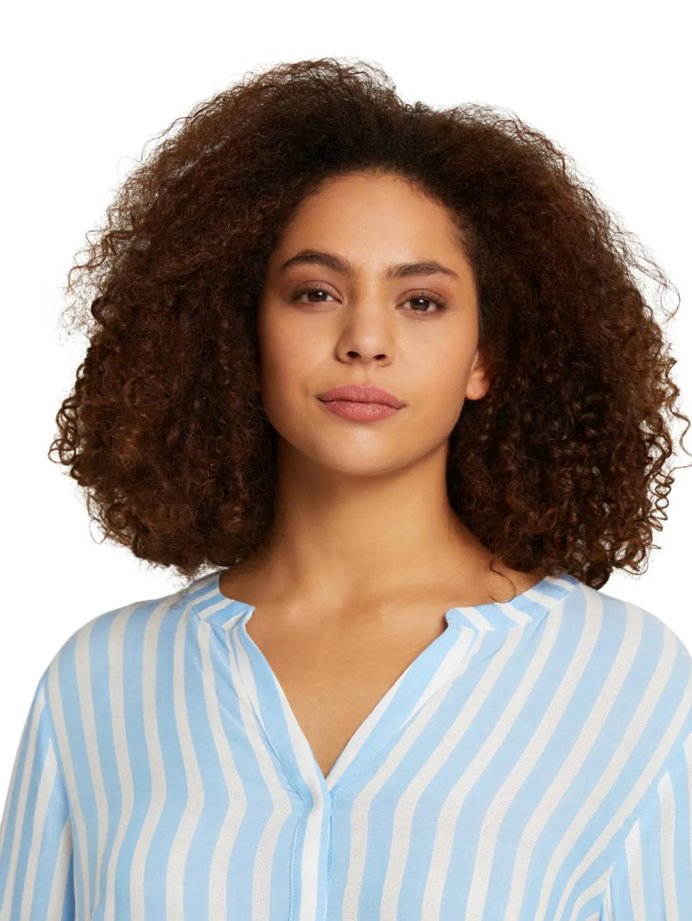 Plus - Gestreifte Henleybluse mit LENZING(TM) ECOVERO(TM)