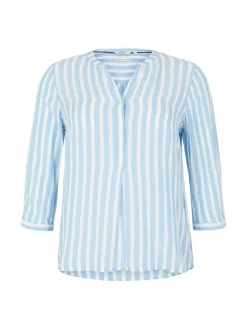 Plus - Gestreifte Henleybluse mit LENZING(TM) ECOVERO(TM)