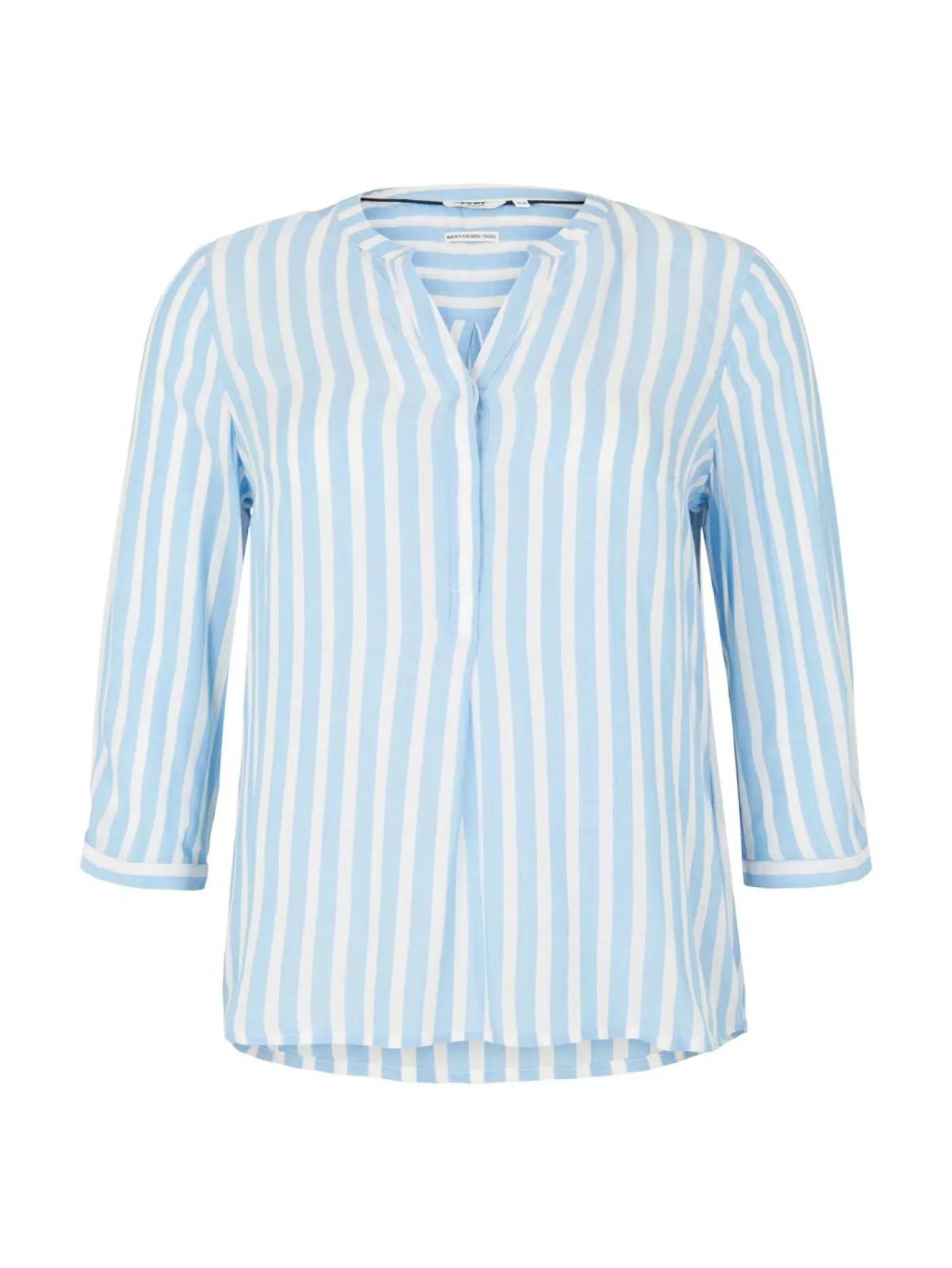 Plus - Gestreifte Henleybluse mit LENZING(TM) ECOVERO(TM)