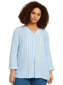 Plus - Gestreifte Henleybluse mit LENZING(TM) ECOVERO(TM)