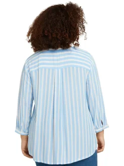 Plus - Gestreifte Henleybluse mit LENZING(TM) ECOVERO(TM)
