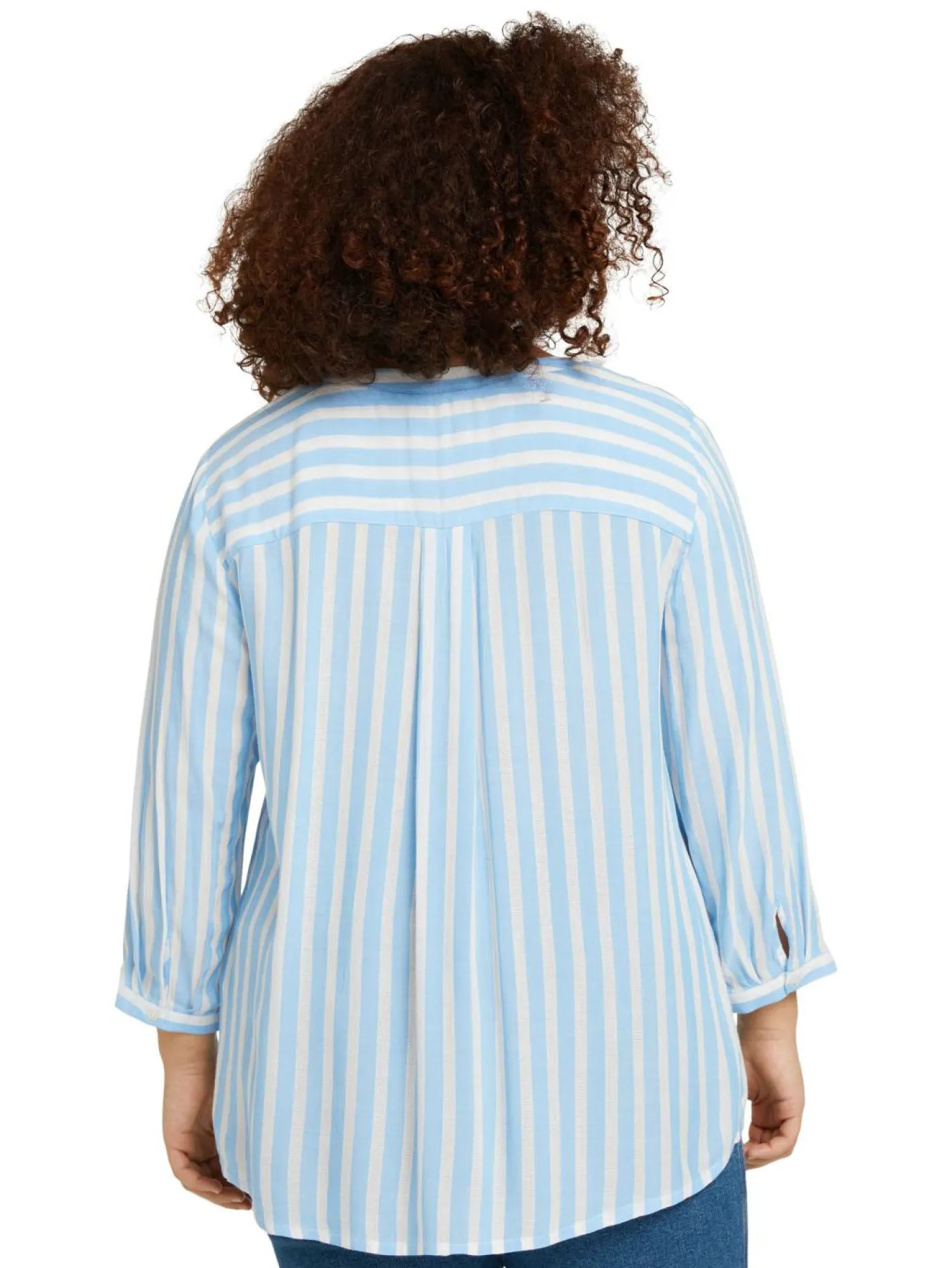 Plus - Gestreifte Henleybluse mit LENZING(TM) ECOVERO(TM)