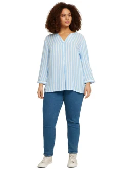 Plus - Gestreifte Henleybluse mit LENZING(TM) ECOVERO(TM)