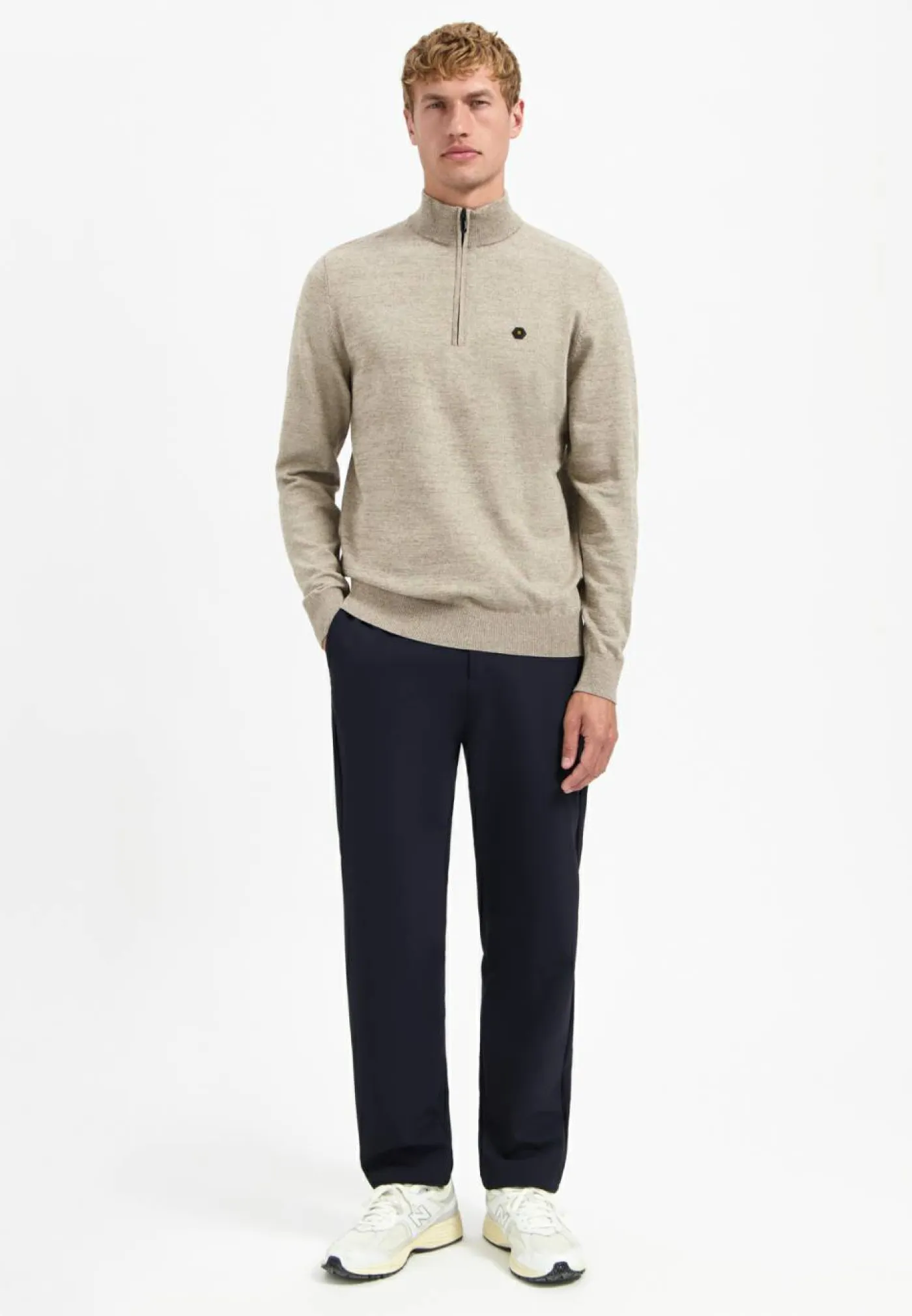 Pullover Half Zip 2 Coloured Melange