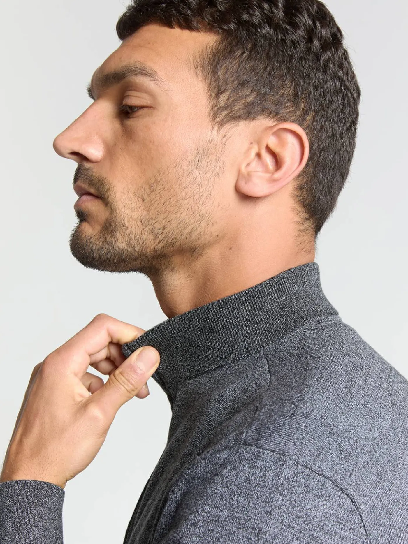 Pullover Half Zip 2 Coloured Melange