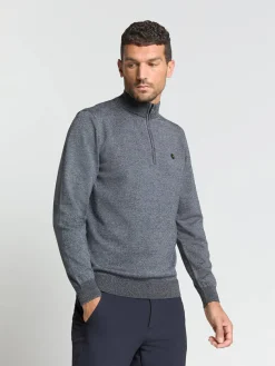 Pullover Half Zip 2 Coloured Melange