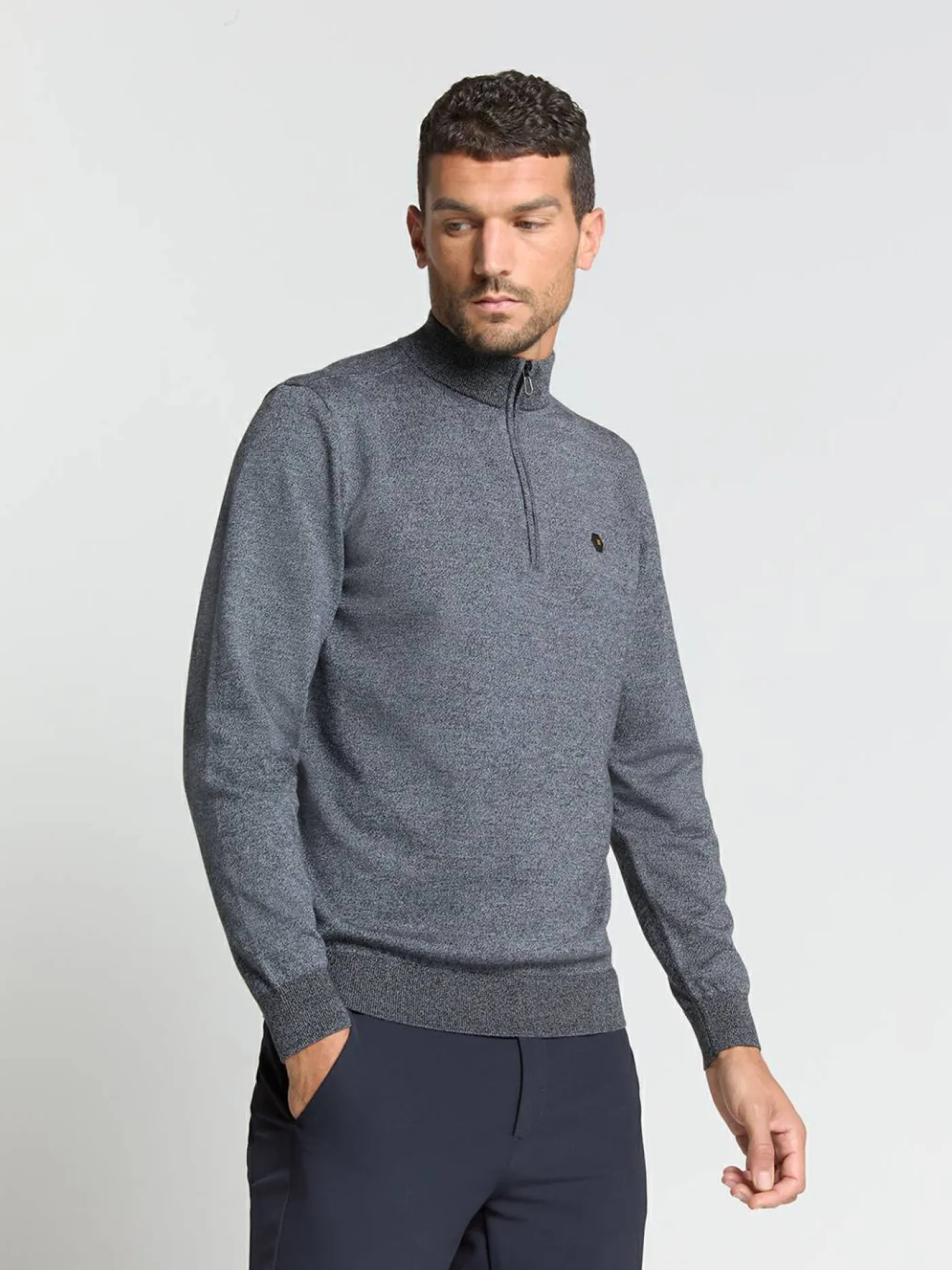 Pullover Half Zip 2 Coloured Melange
