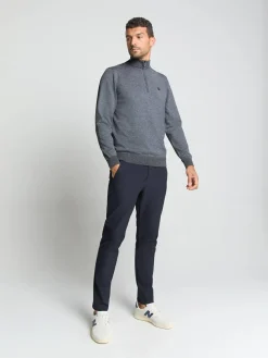 Pullover Half Zip 2 Coloured Melange