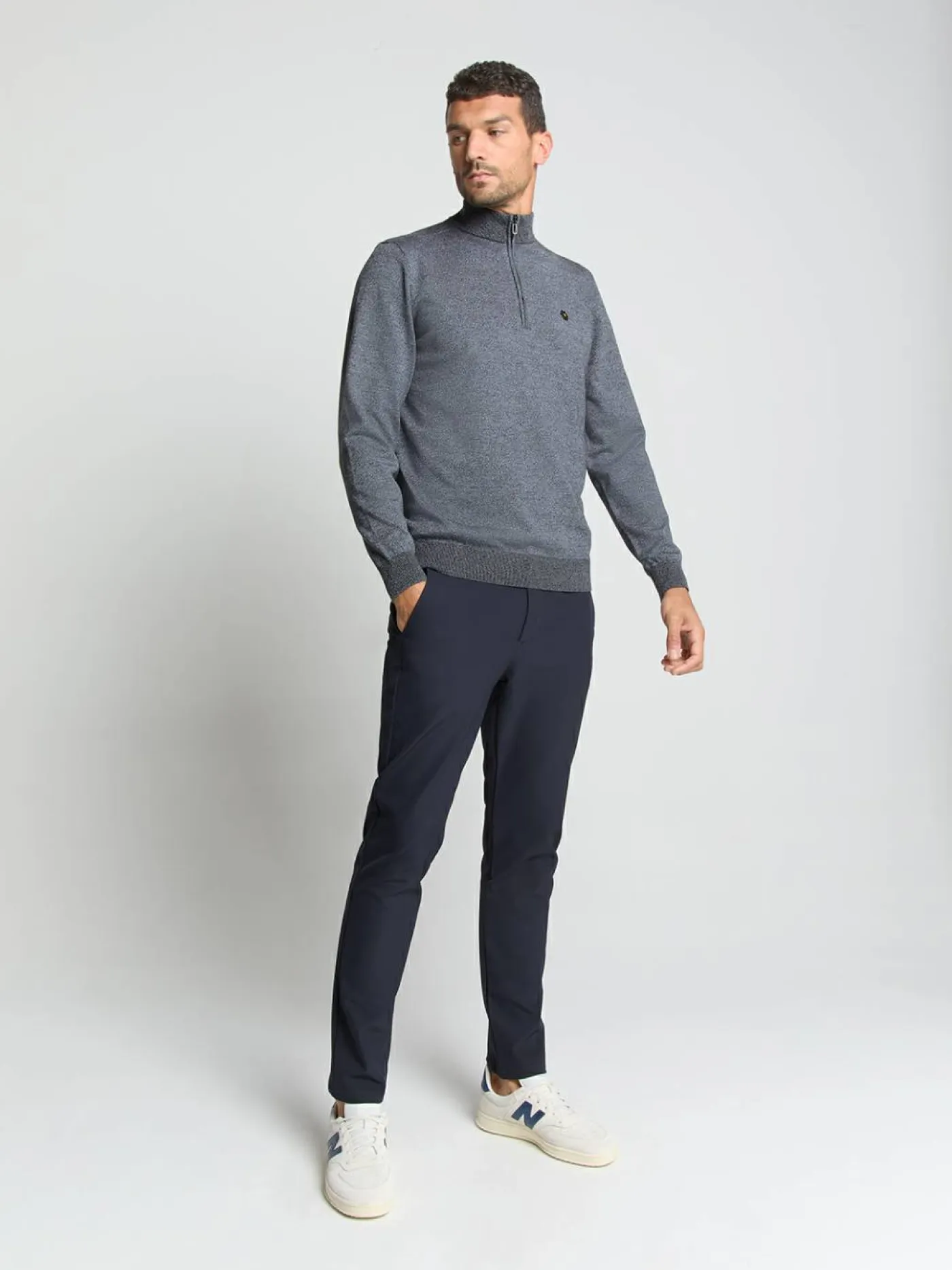 Pullover Half Zip 2 Coloured Melange
