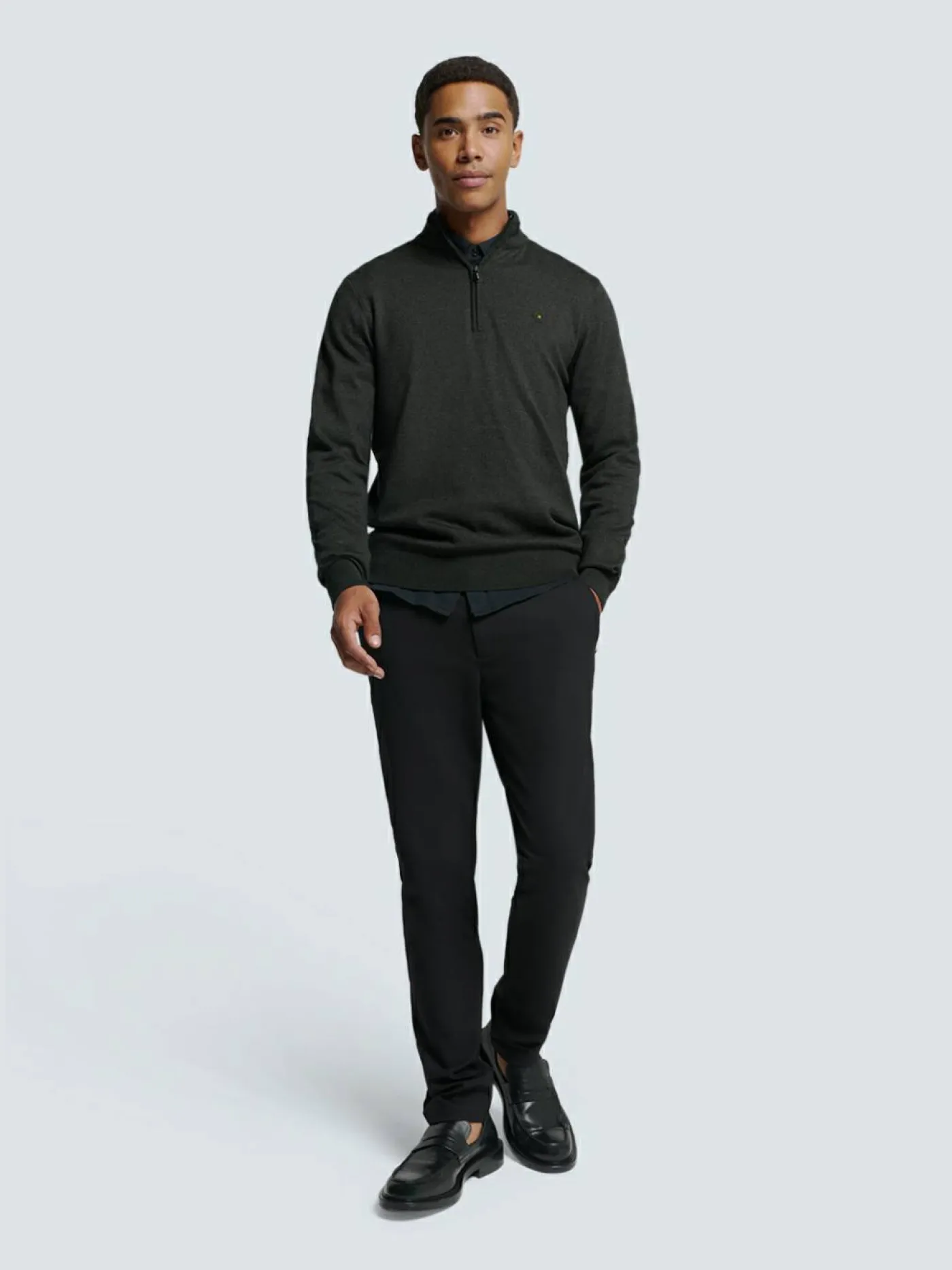Pullover Half Zip 2 Coloured Melange
