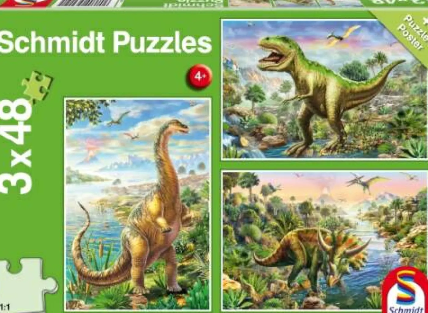 Puzzle "Abenteuer mit den Dinosauriern", 3x48 Teile