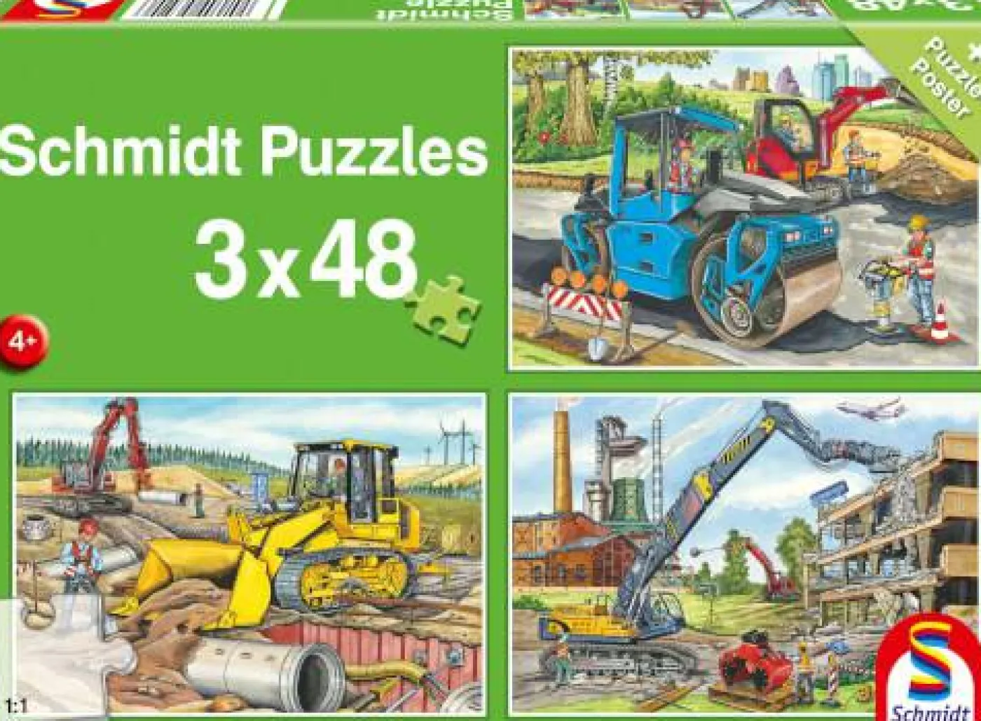 Puzzle "Meine liebsten Baustellenfahrzeuge", 3x48 cm