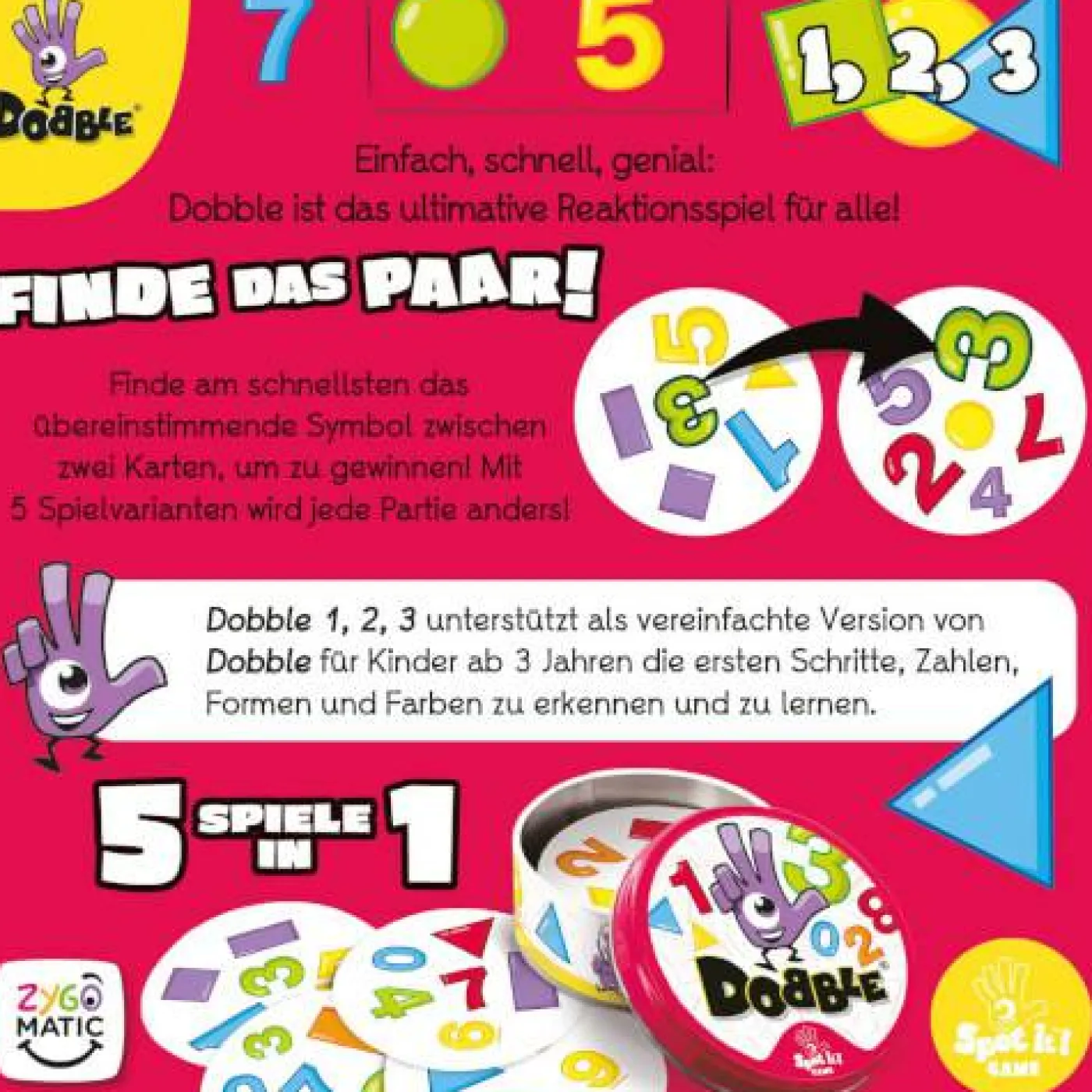 Reaktionsspiel "Dobble 1,2,3"