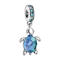 Sea turtle sterling silver dangle with i