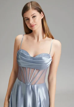 See-through-Corsagenkleid mit Ziersteinen