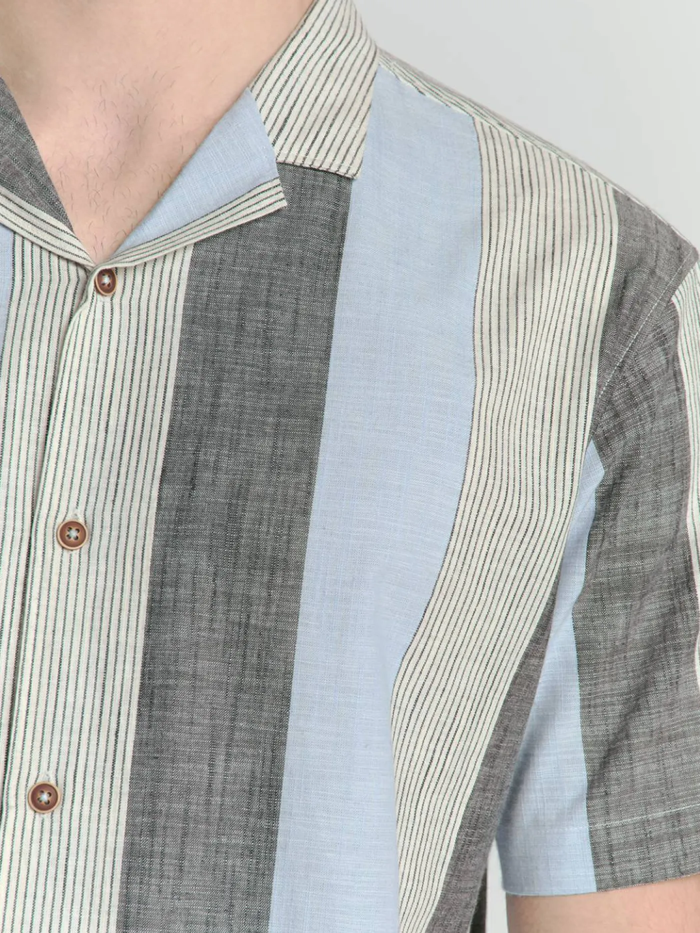Shirt Short Sleeve Revers Collar Slub Mu