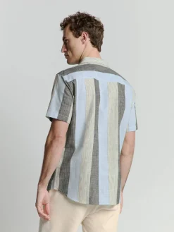 Shirt Short Sleeve Revers Collar Slub Mu