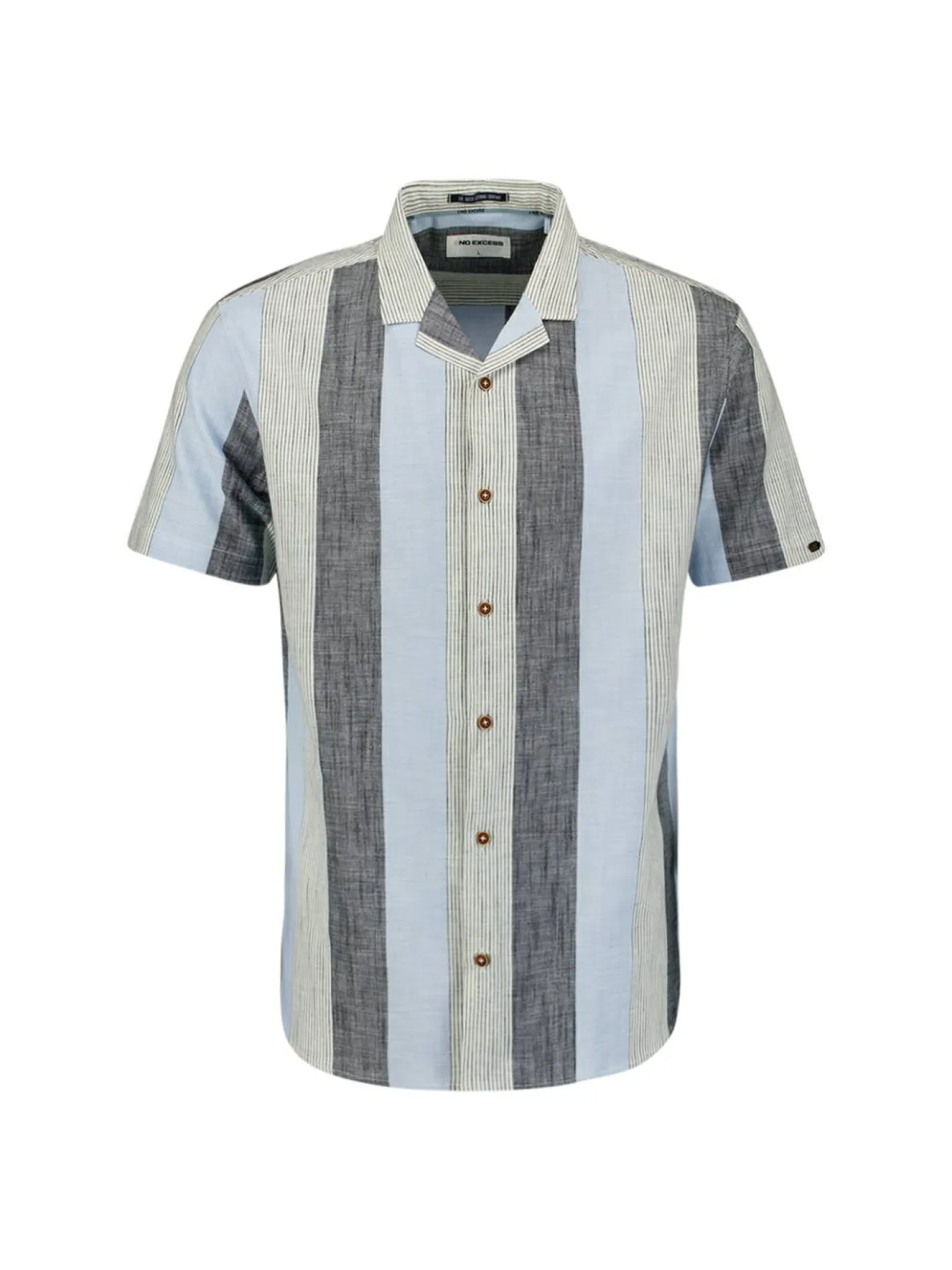 Shirt Short Sleeve Revers Collar Slub Mu