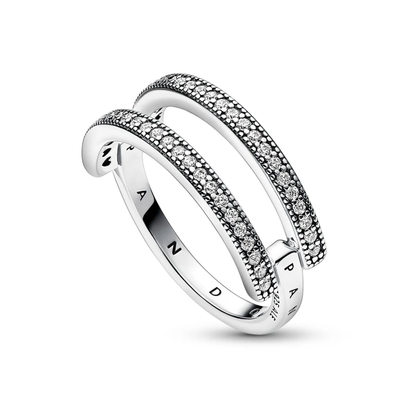 Signature Logo & Pavé Doppelband-Ring