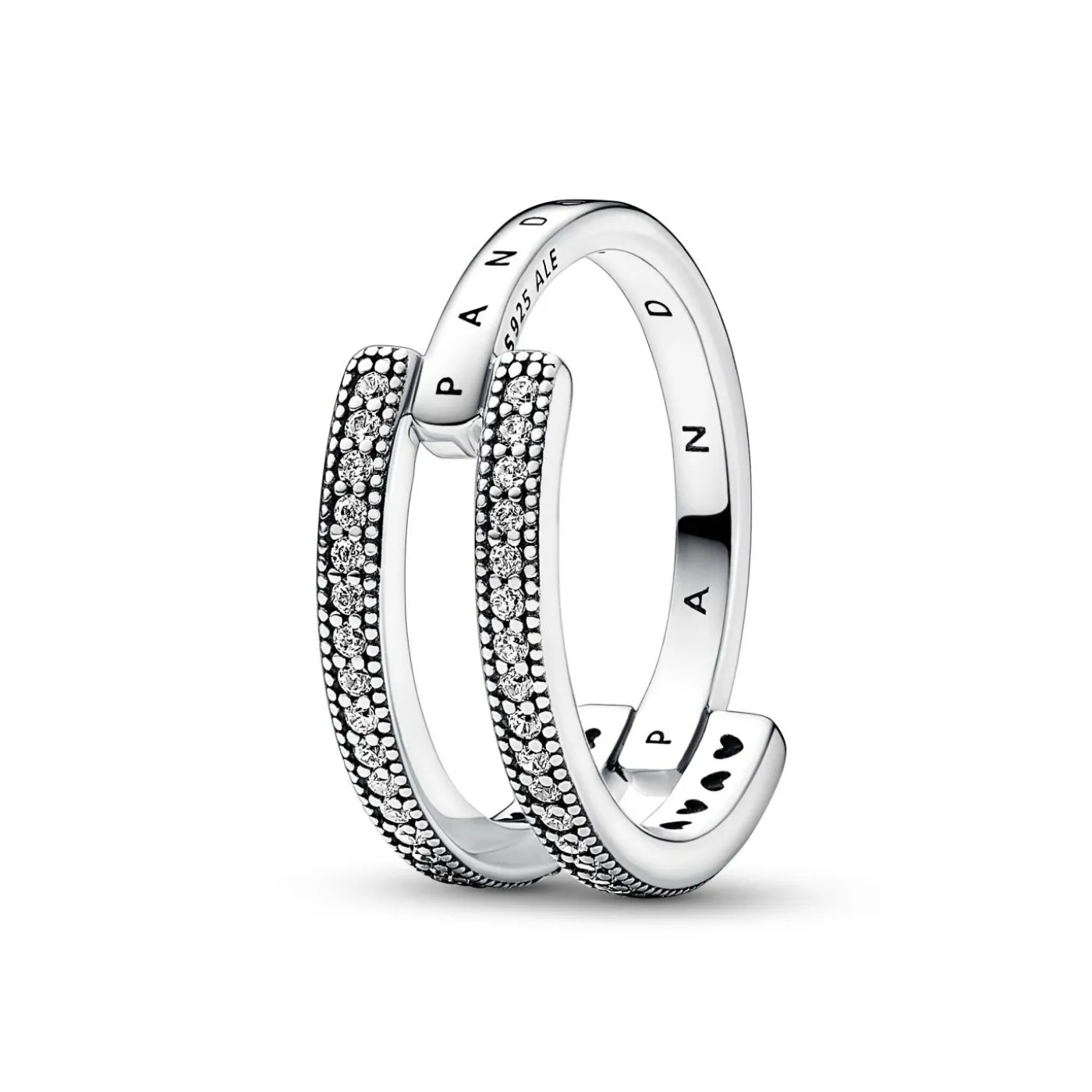 Signature Logo & Pavé Doppelband-Ring