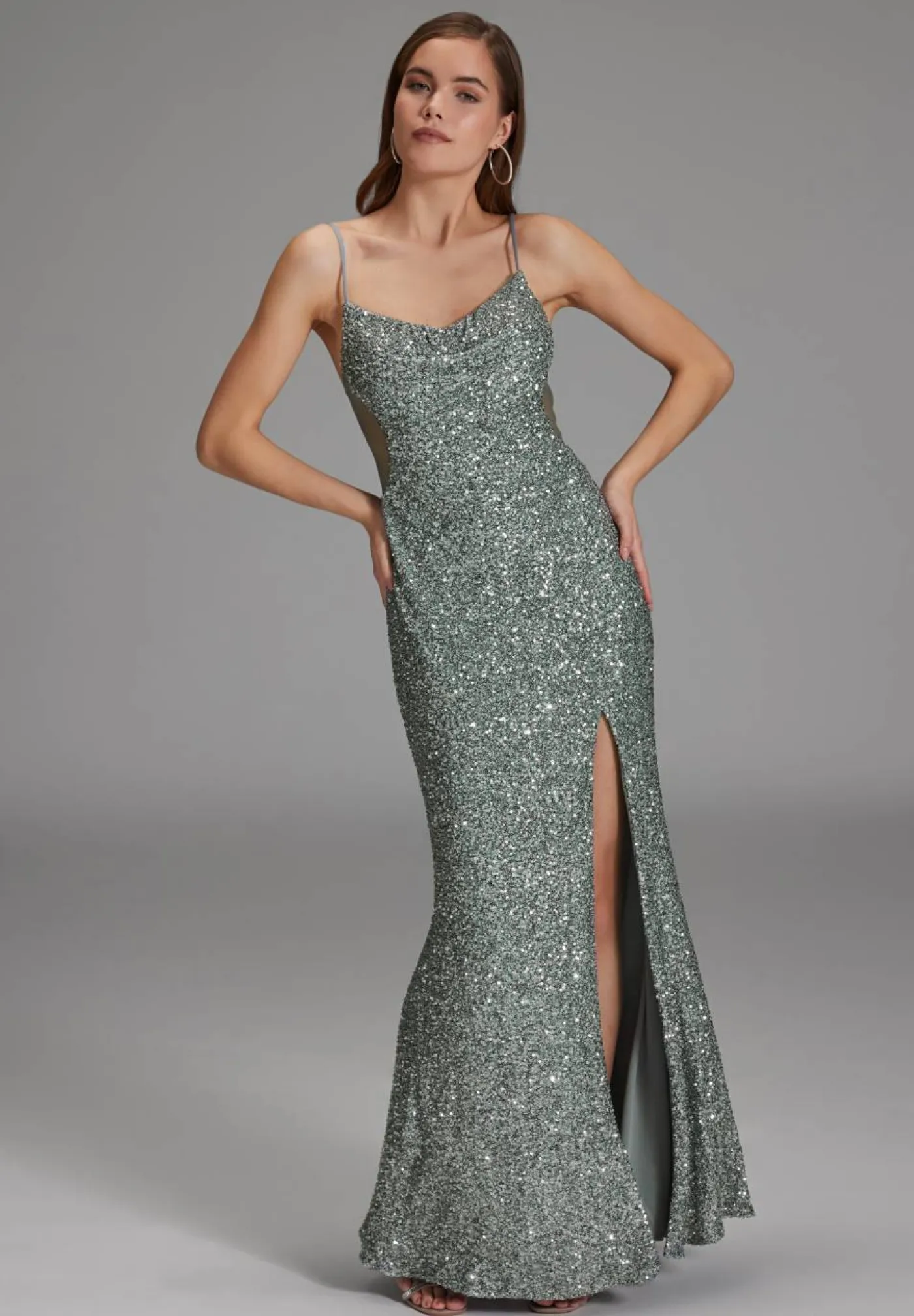 Slipdress mit transparenter Rückenpartie