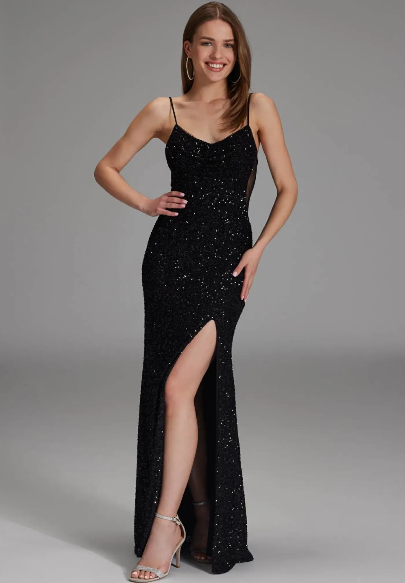 Slipdress mit transparenter Rückenpartie