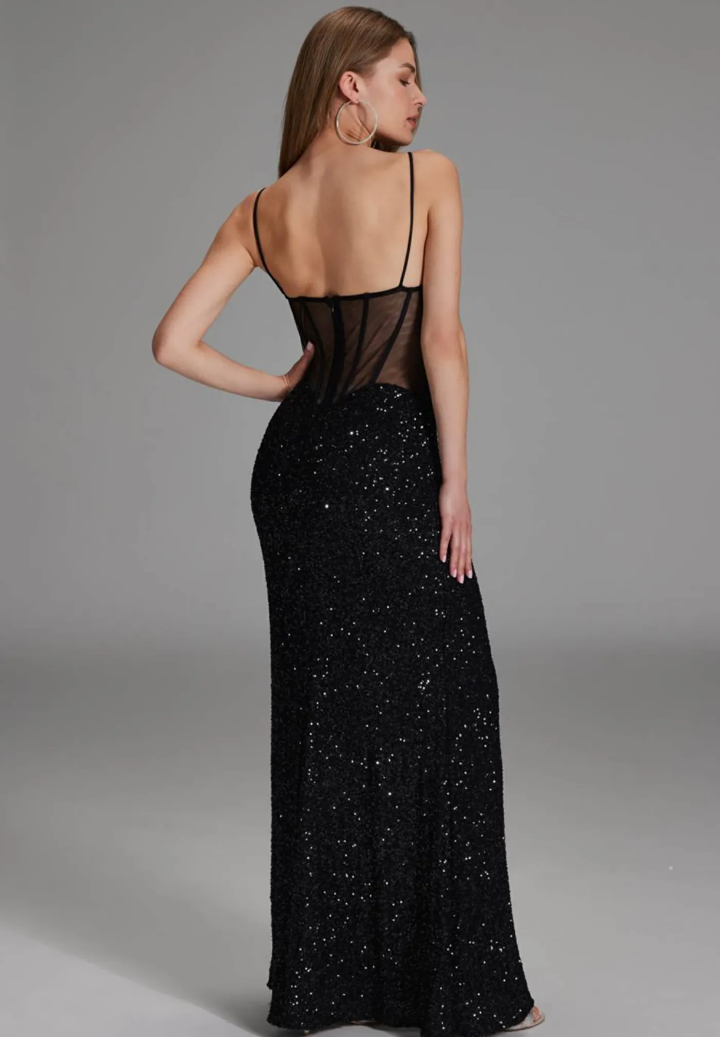Slipdress mit transparenter Rückenpartie