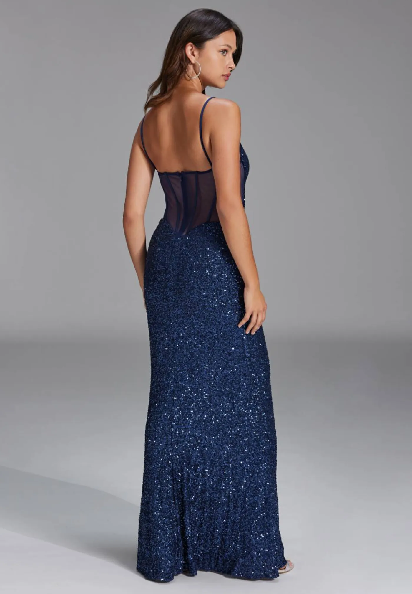 Slipdress mit transparenter Rückenpartie