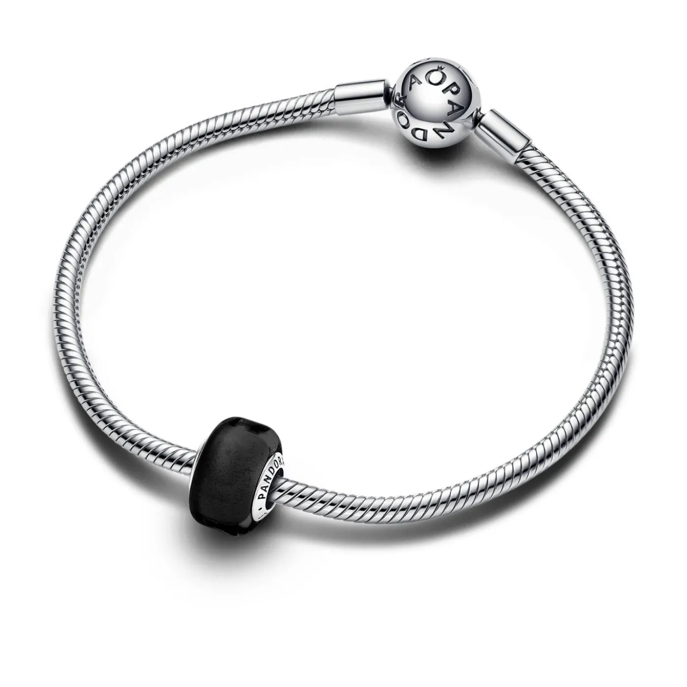 Sterling silver charm with black Murano