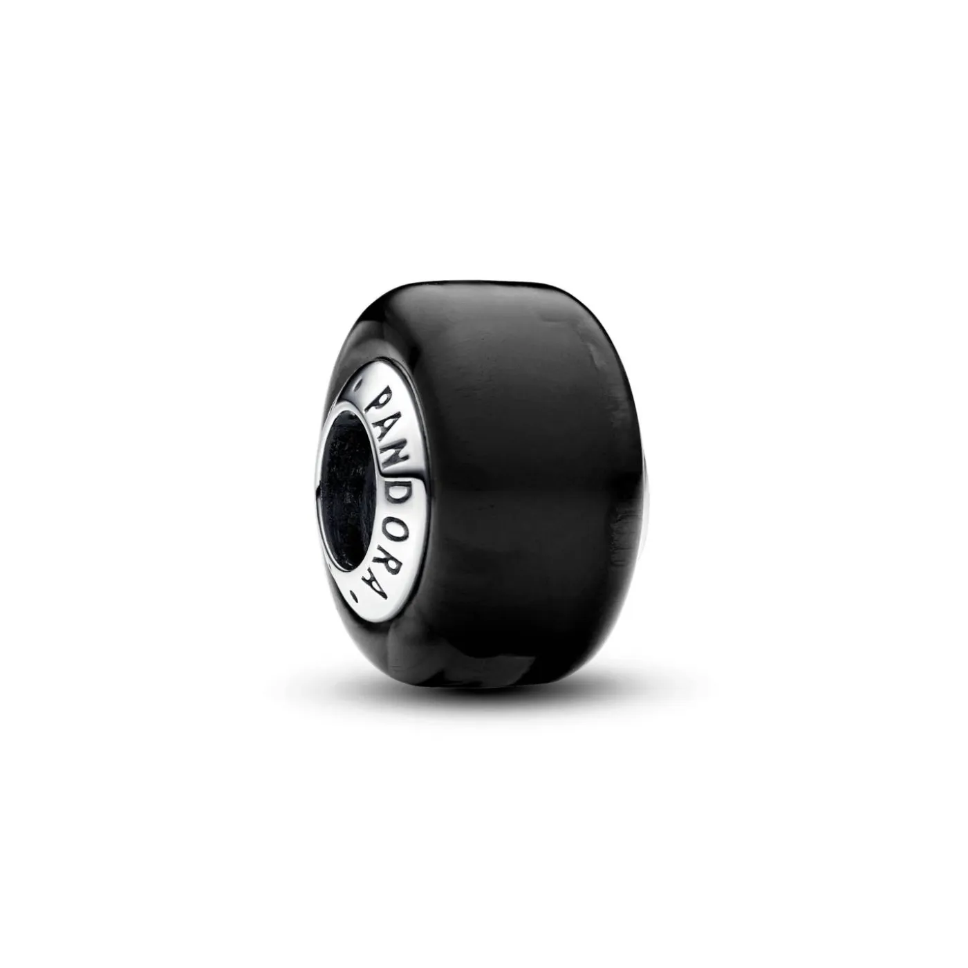 Sterling silver charm with black Murano