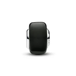 Sterling silver charm with black Murano